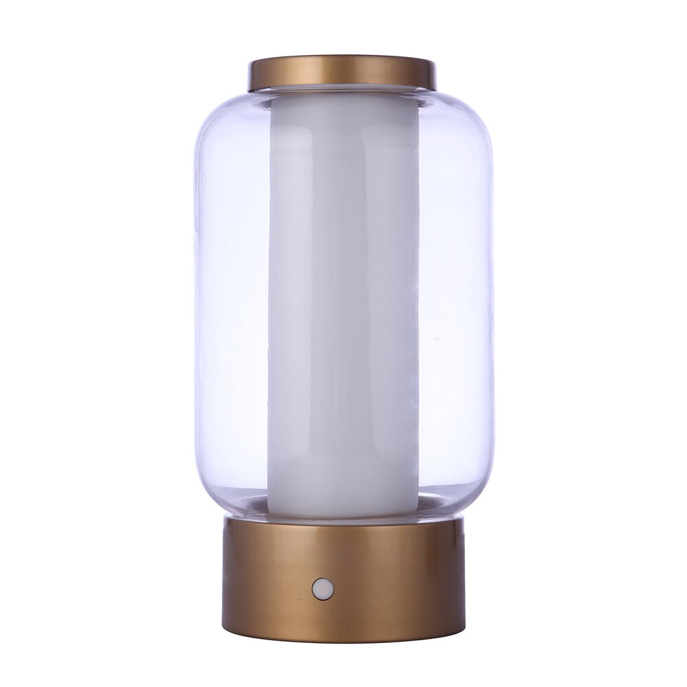 Hannah Outdoor Rechargeable Dimmable LED Portable Lamp with USB port in Satin Brass