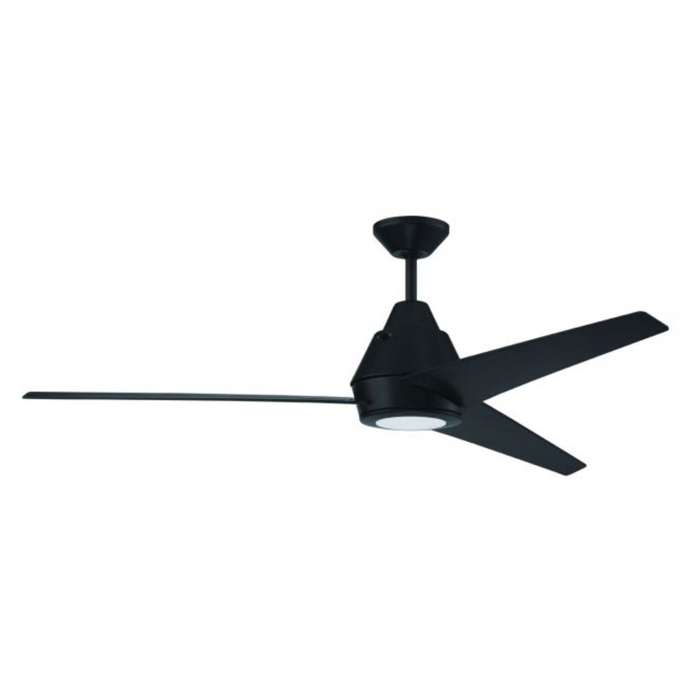 56" Ceiling Fan With Blades And Light Kit In Flat Black And Frost White Acrylic