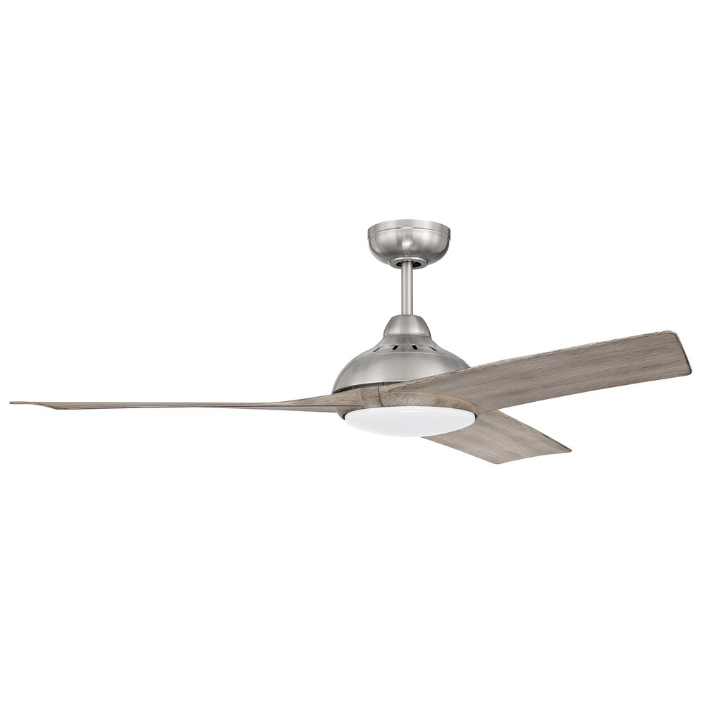 54" Ceiling Fan In Brushed Polished Nickel And Frost White Acrylic Fixture