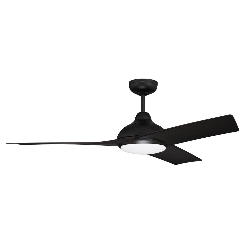 54" Ceiling Fan In Flat Black And Frost White Acrylic Fixture