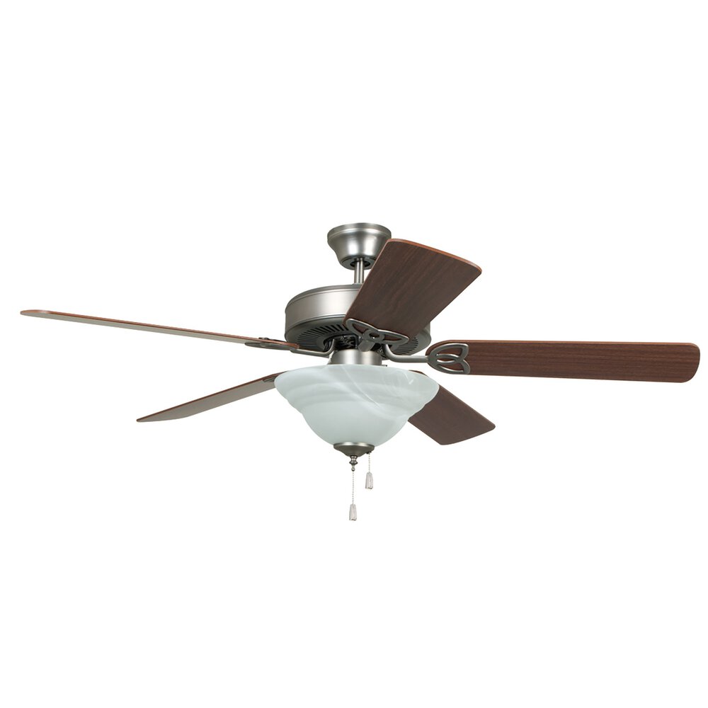 52" Builder Deluxe Ceiling Fan In Brushed Polished Nickel And Alabaster Glass