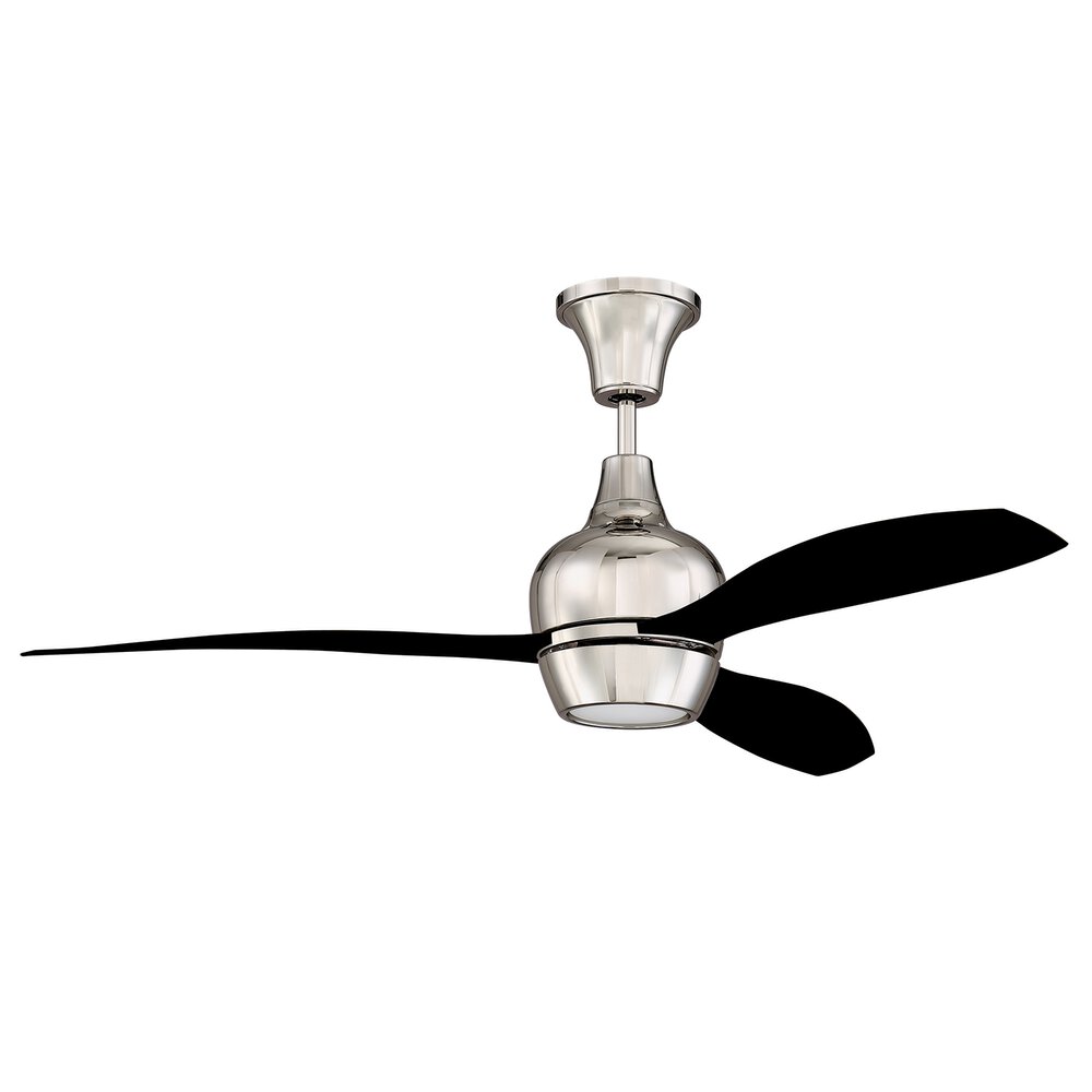 52" Ceiling Fan With Blades And Light Kit In Polished Nickel And Frost White Glass