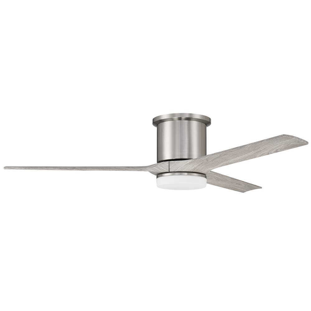 60" Ceiling Fan With Blades And Light Kit In Brushed Polished Nickel And Frost White Glass