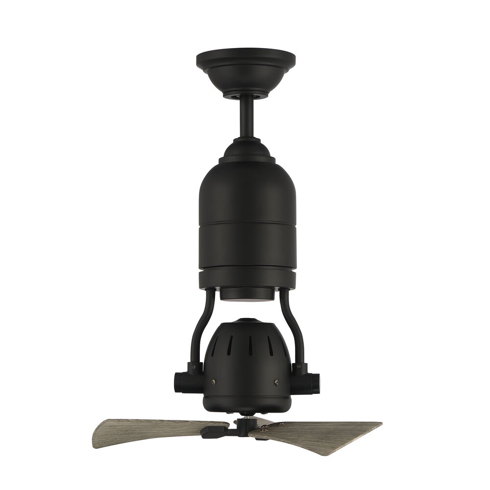 18" Bellows Ceiling Fan With Blades In Flat Black