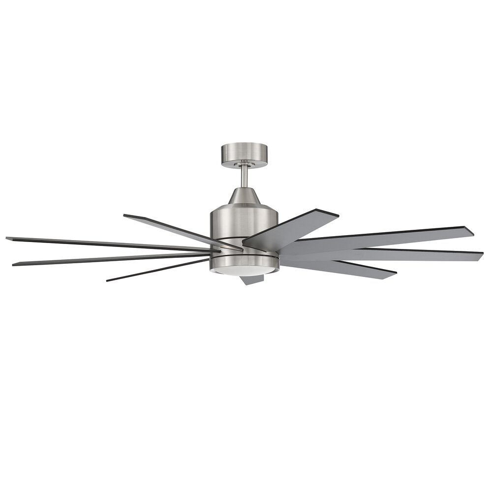 60" Ceiling Fan In Brushed Polished Nickel And Frost White Glass