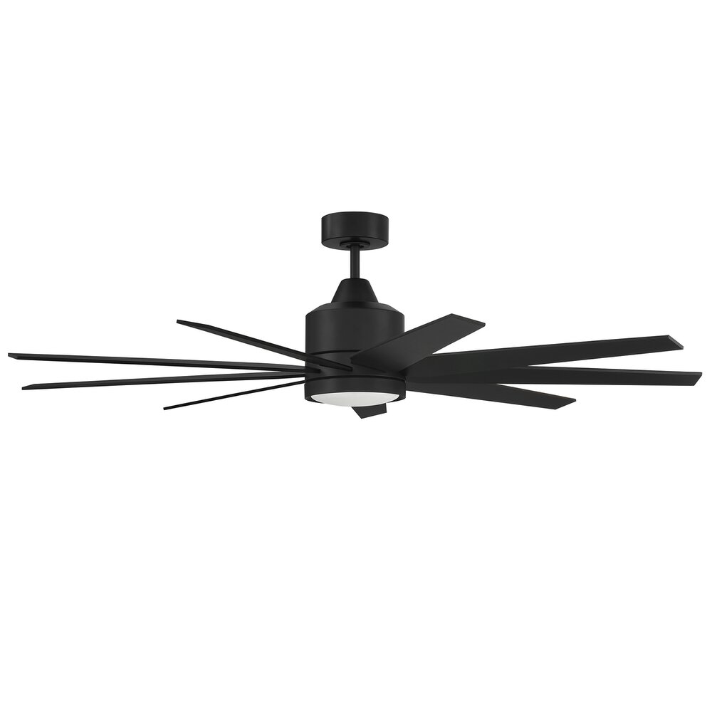 60" Ceiling Fan In Flat Black And Frost White Glass