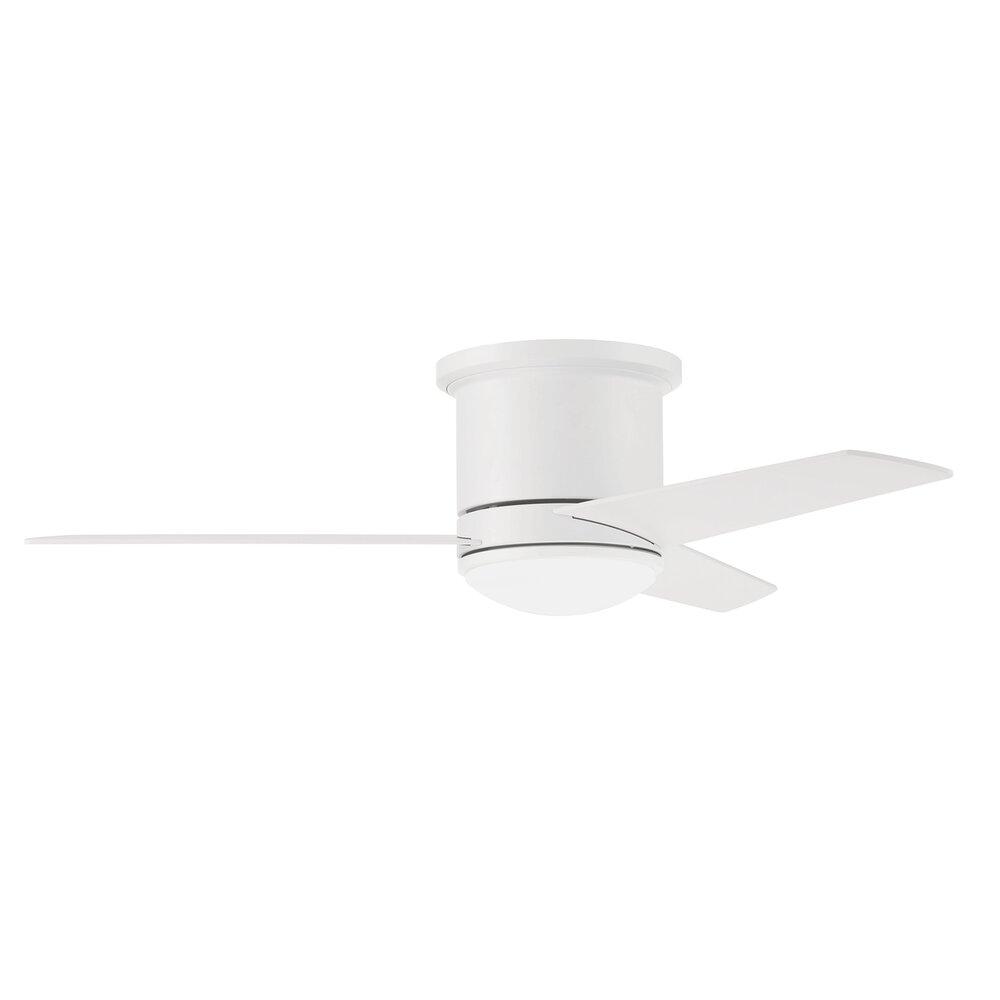 44" Ceiling Fan With Blades And Light Kit In White And Frost White Acrylic Fixture