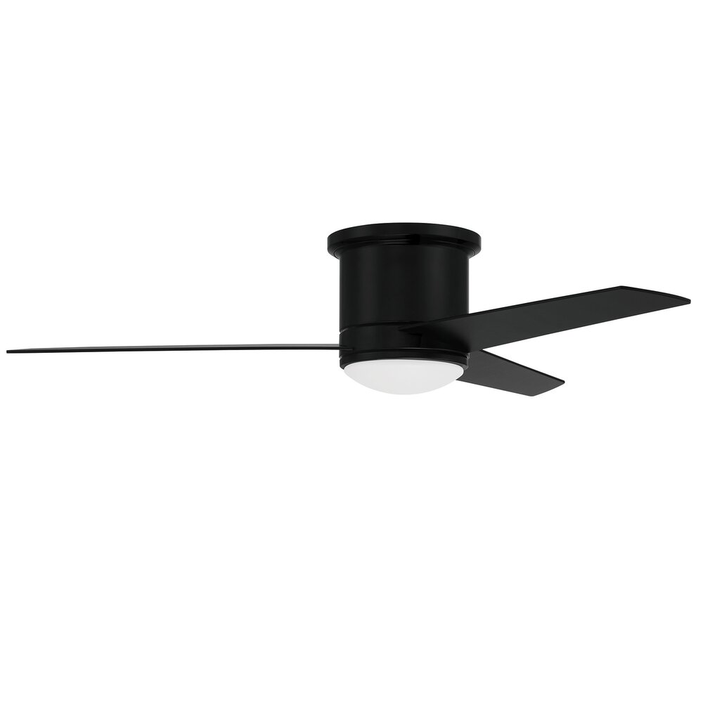 52" Ceiling Fan With Blades And Light Kit In Flat Black And Frost White Acrylic Fixture