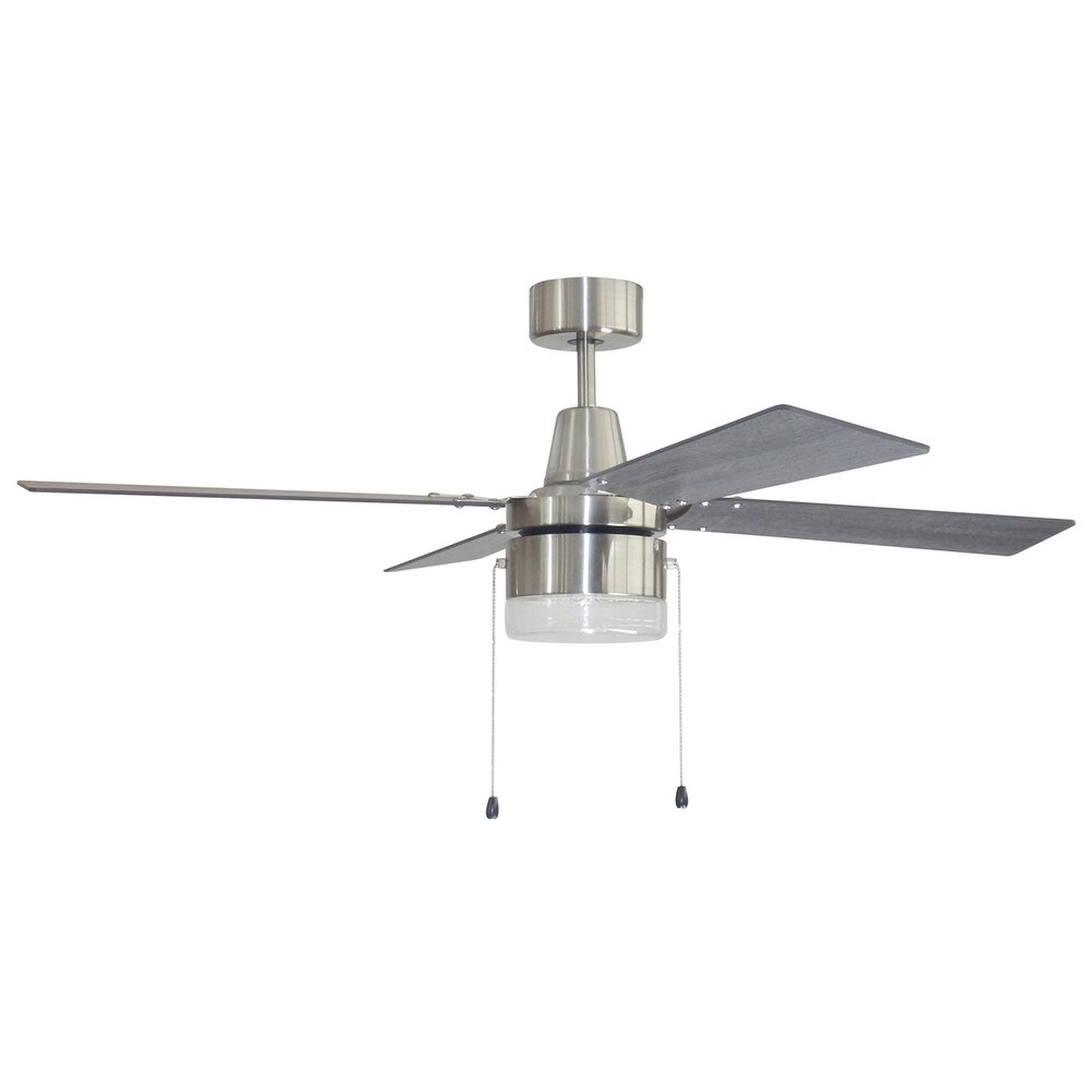 48" Ceiling Fan With Blades And Light Kit In Brushed Polished Nickel And Clear Glass