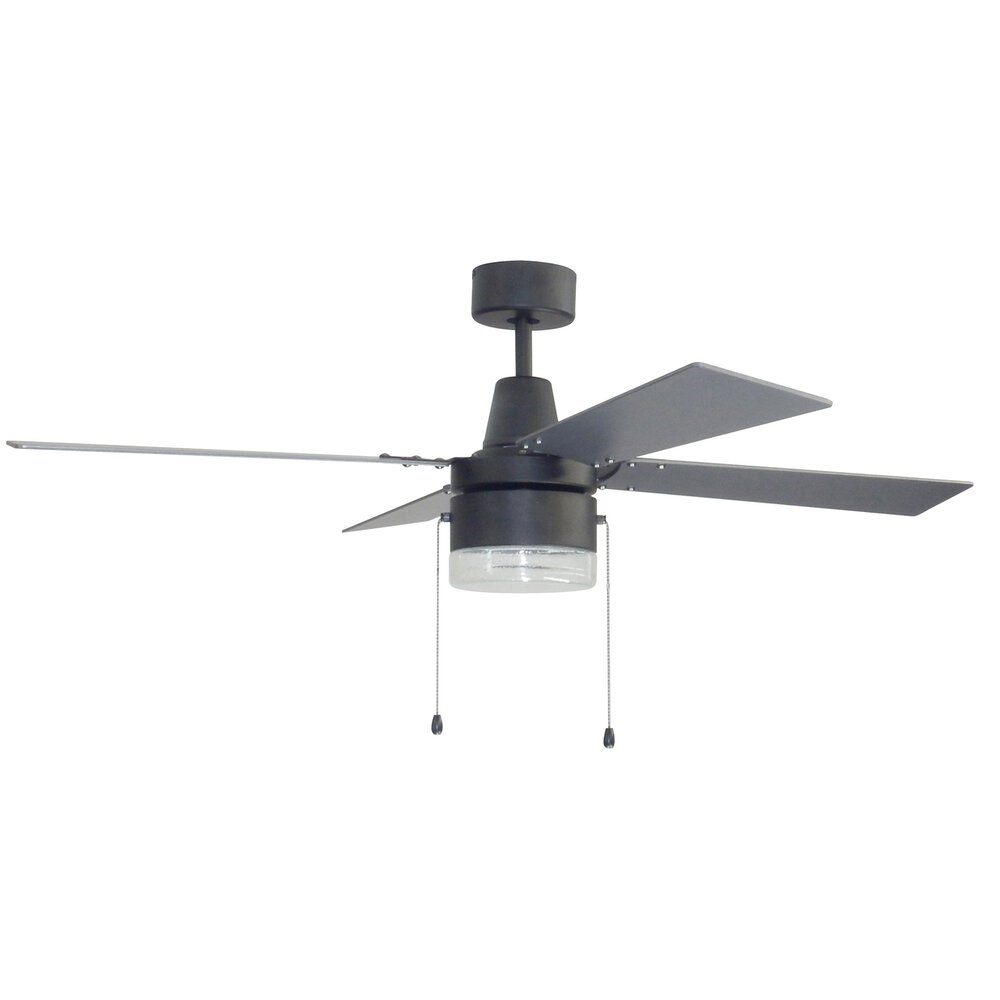 48" Ceiling Fan With Blades And Light Kit In Espresso And Clear Glass