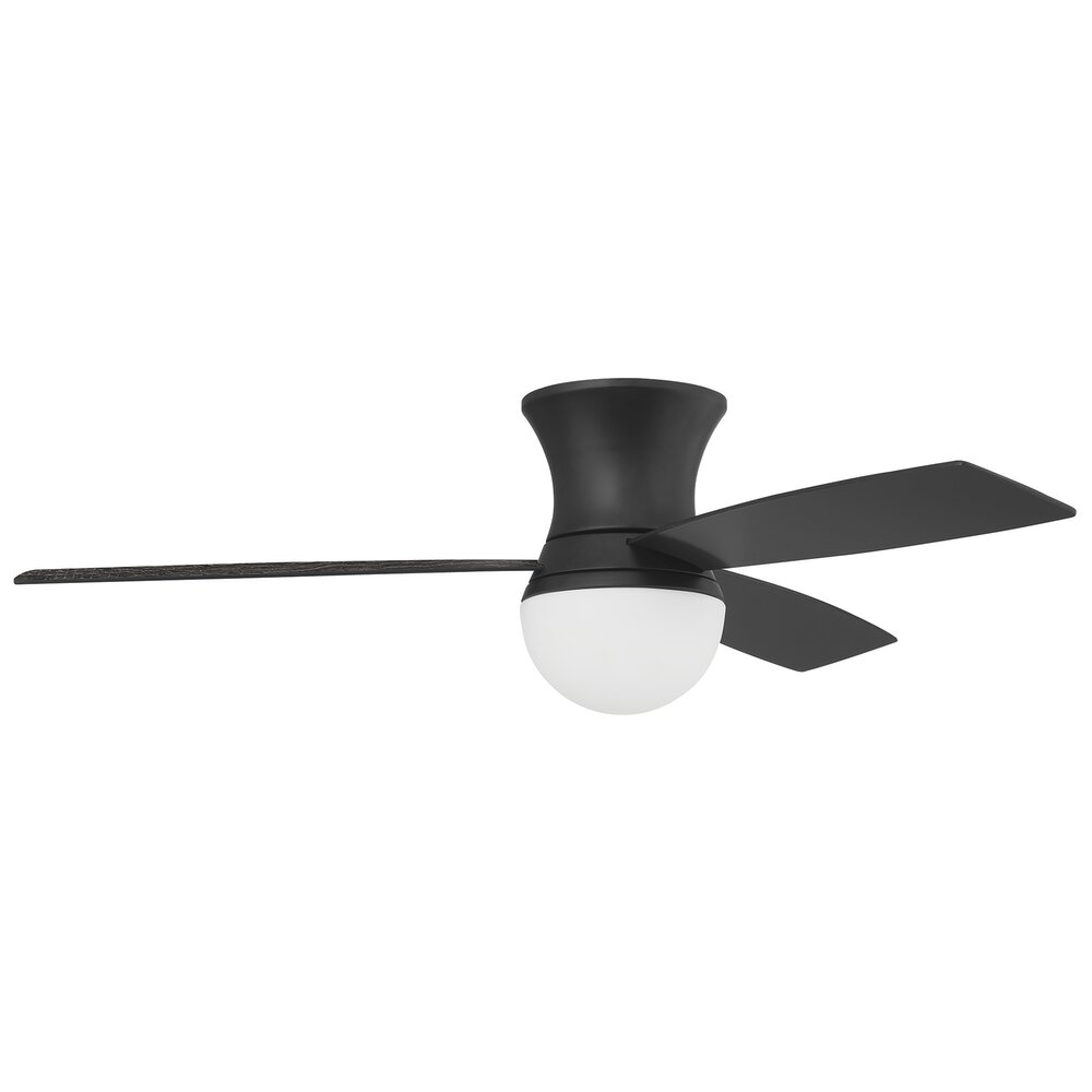 52" Ceiling Fan (Blades Included) In Flat Black And Clear Glass