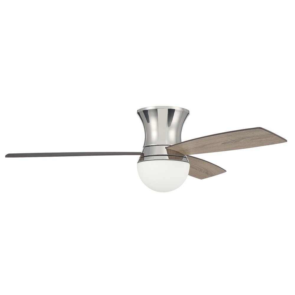 52" Ceiling Fan (Blades Included) In Polished Nickel And Clear Glass