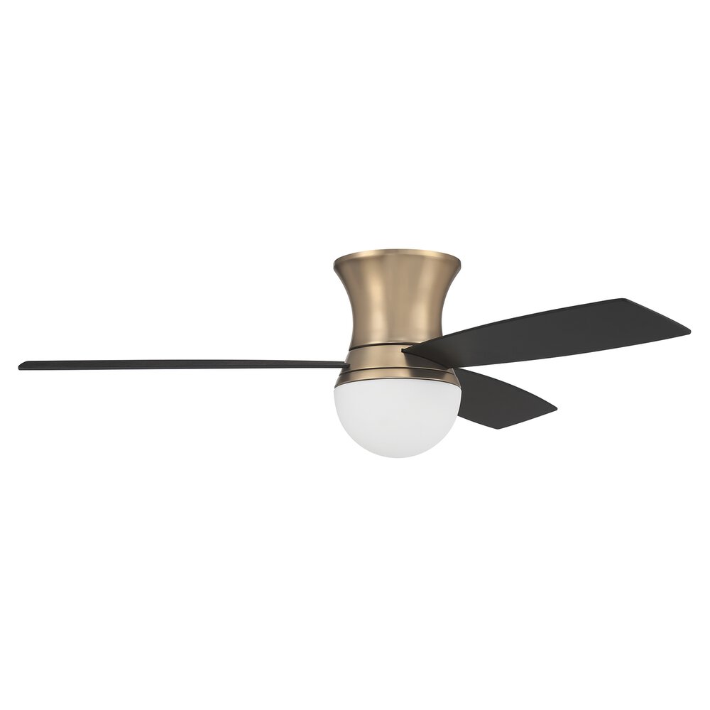 52" Ceiling Fan (Blades Included) In Satin Brass And Frost White Glass
