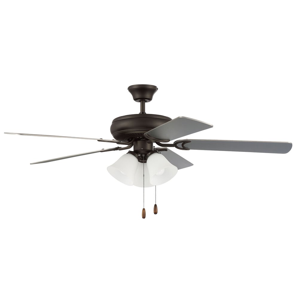 52" Ceiling Fan With Blades And Light Kit In Espresso And Frost White Glass