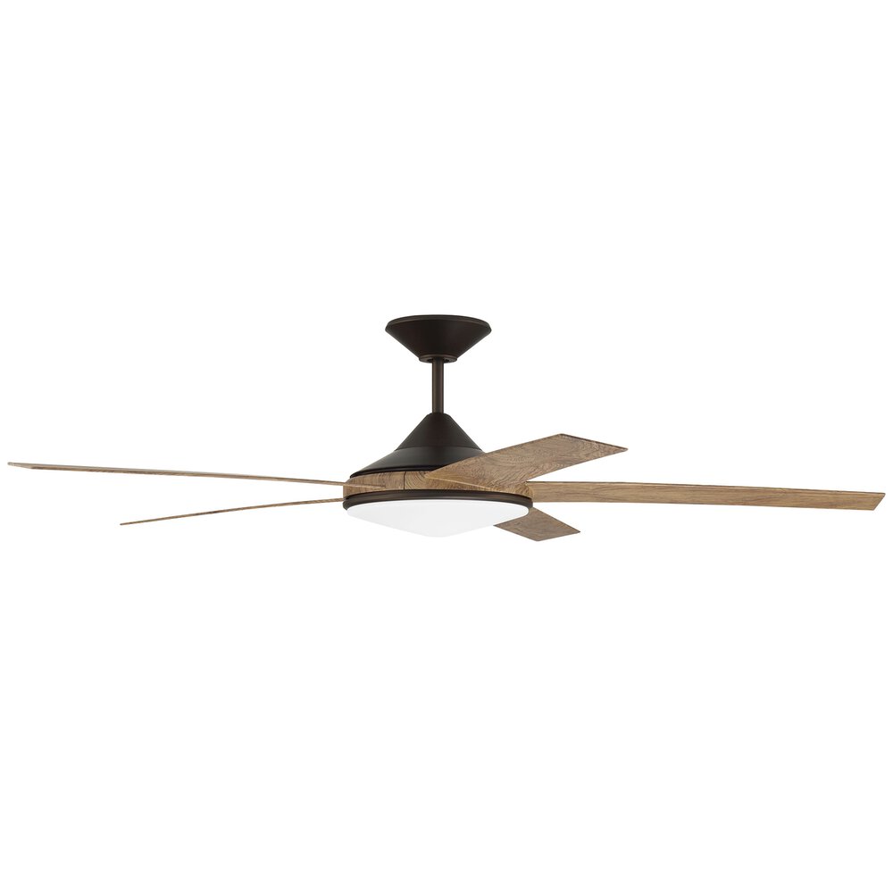 60" Ceiling Fan With Blades And Light Kit In Espresso And Frost White Acrylic Fixture