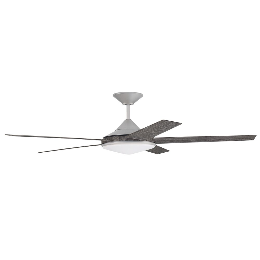 60" Ceiling Fan With Blades And Light Kit In Painted Nickel And Frost White Acrylic Fixture