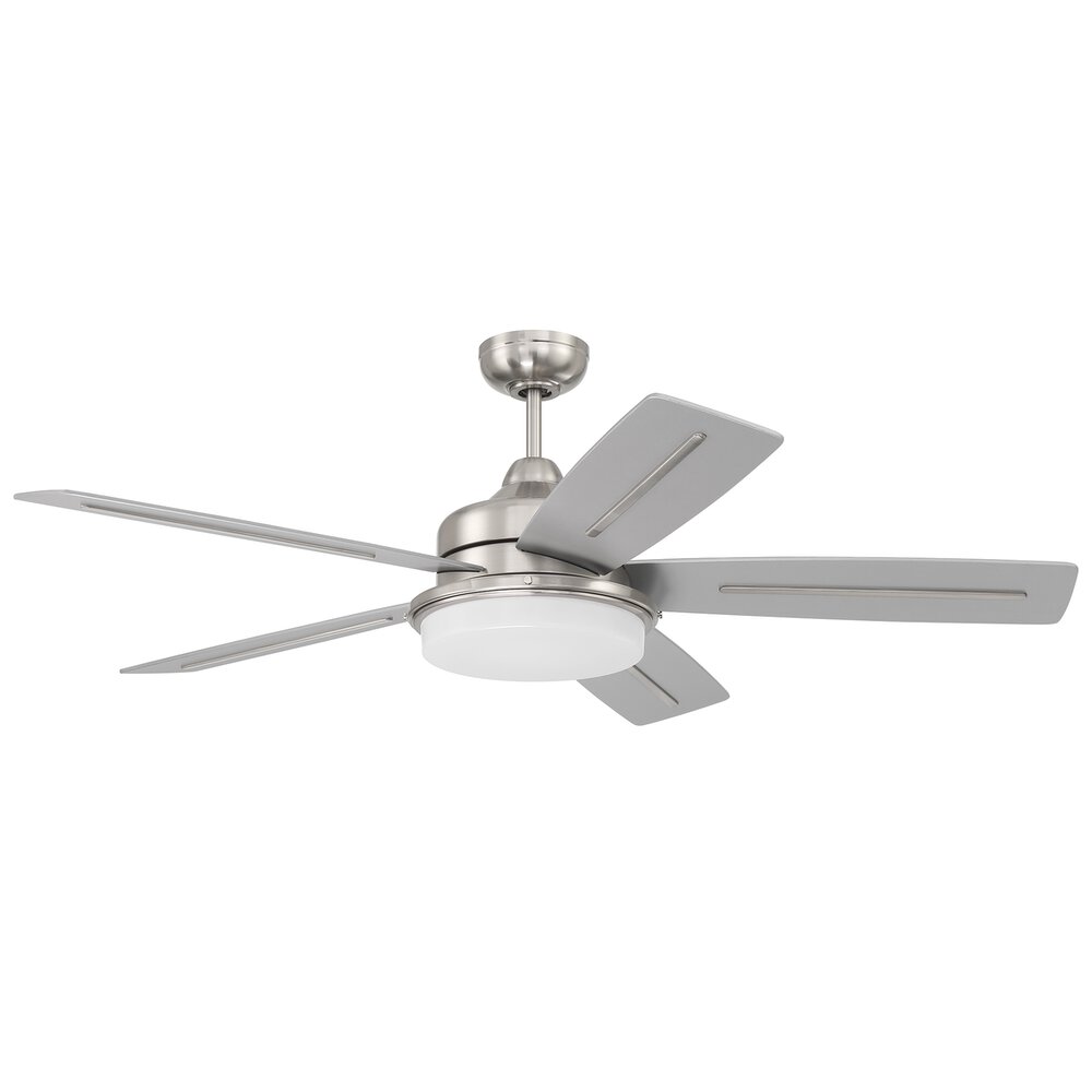 54" Ceiling Fan ( Blades Included) In Brushed Polished Nickel And Frost White Acrylic Fixture