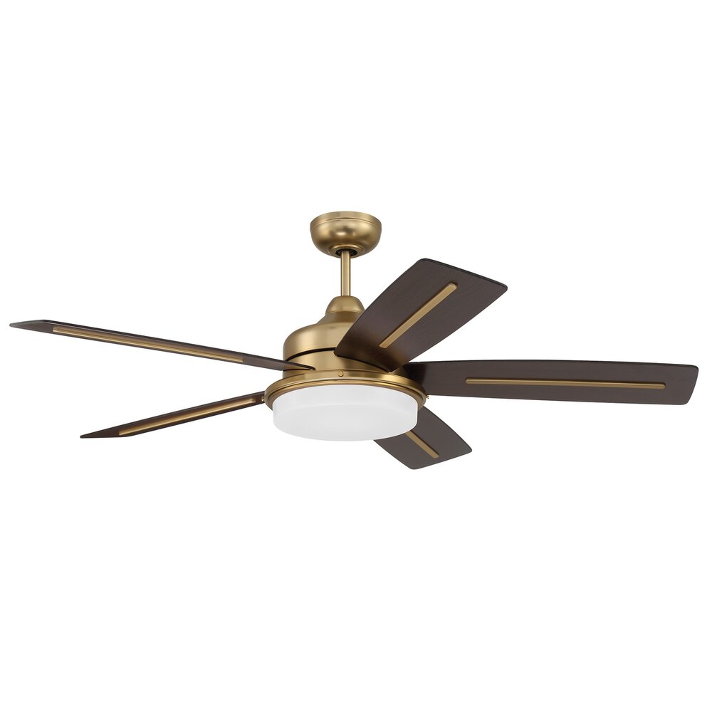 54" Ceiling Fan (Blades Included) In Satin Brass And Frost White Acrylic Fixture