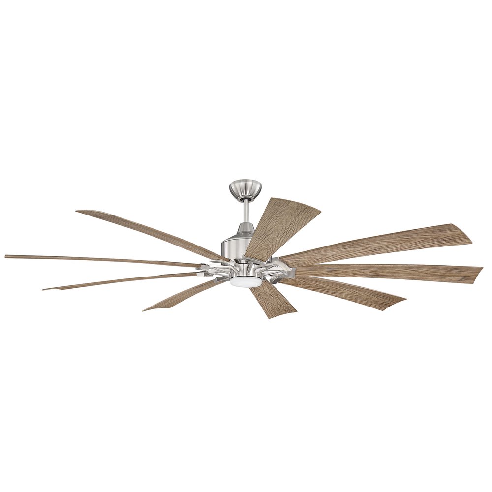 70" Fan In Brushed Polished Nickel And Frost White Acrylic Fixture