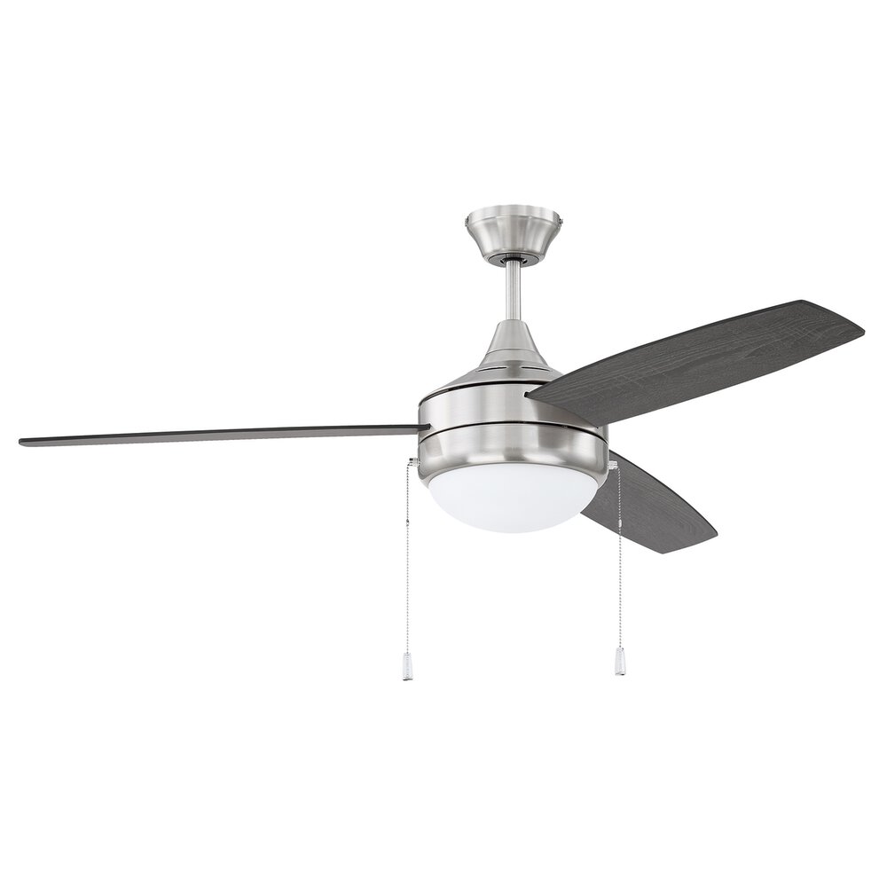52" Ceiling Fan With Blades And Light Kit In Brushed Polished Nickel And Frost White Acrylic Fixture