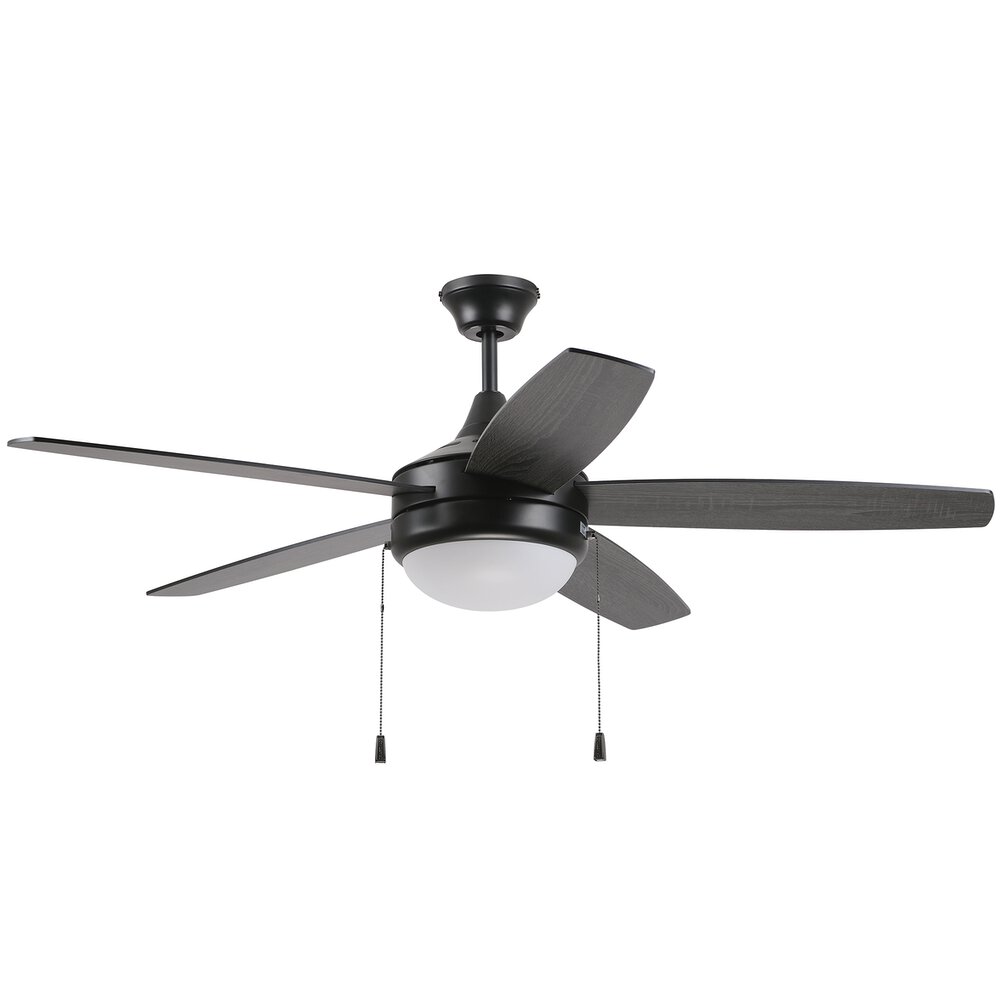 52" Ceiling Fan With Blades And Light Kit In Flat Black And Frost White Acrylic Fixture