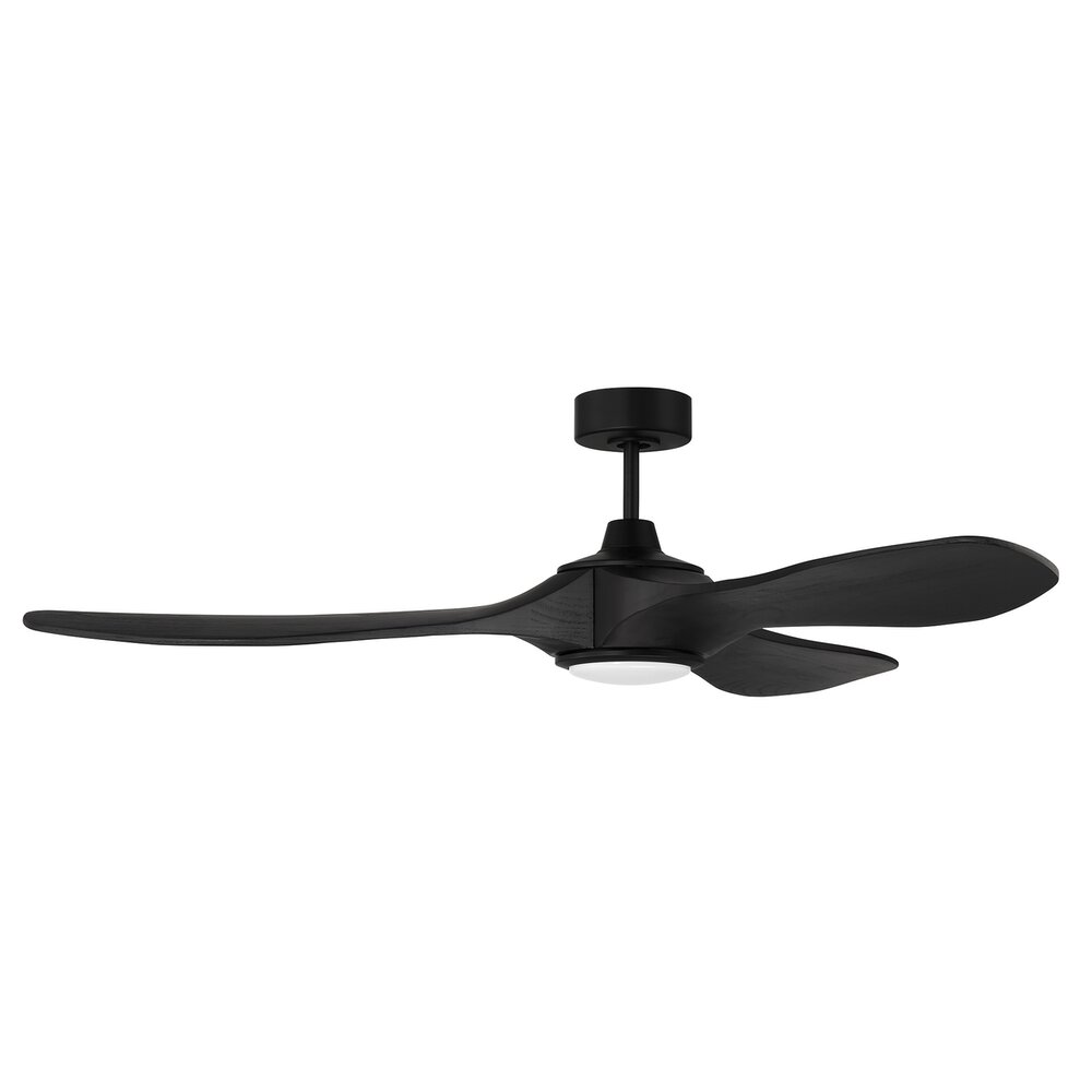 60" Ceiling Fan With Blades And Light Kit In Flat Black And Frost White Acrylic Fixture