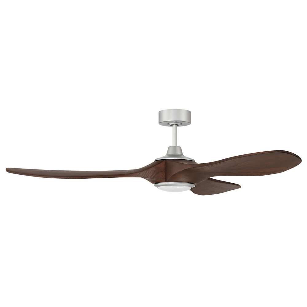 60" Ceiling Fan With Blades And Light Kit In Painted Nickel And Frost White Acrylic Fixture
