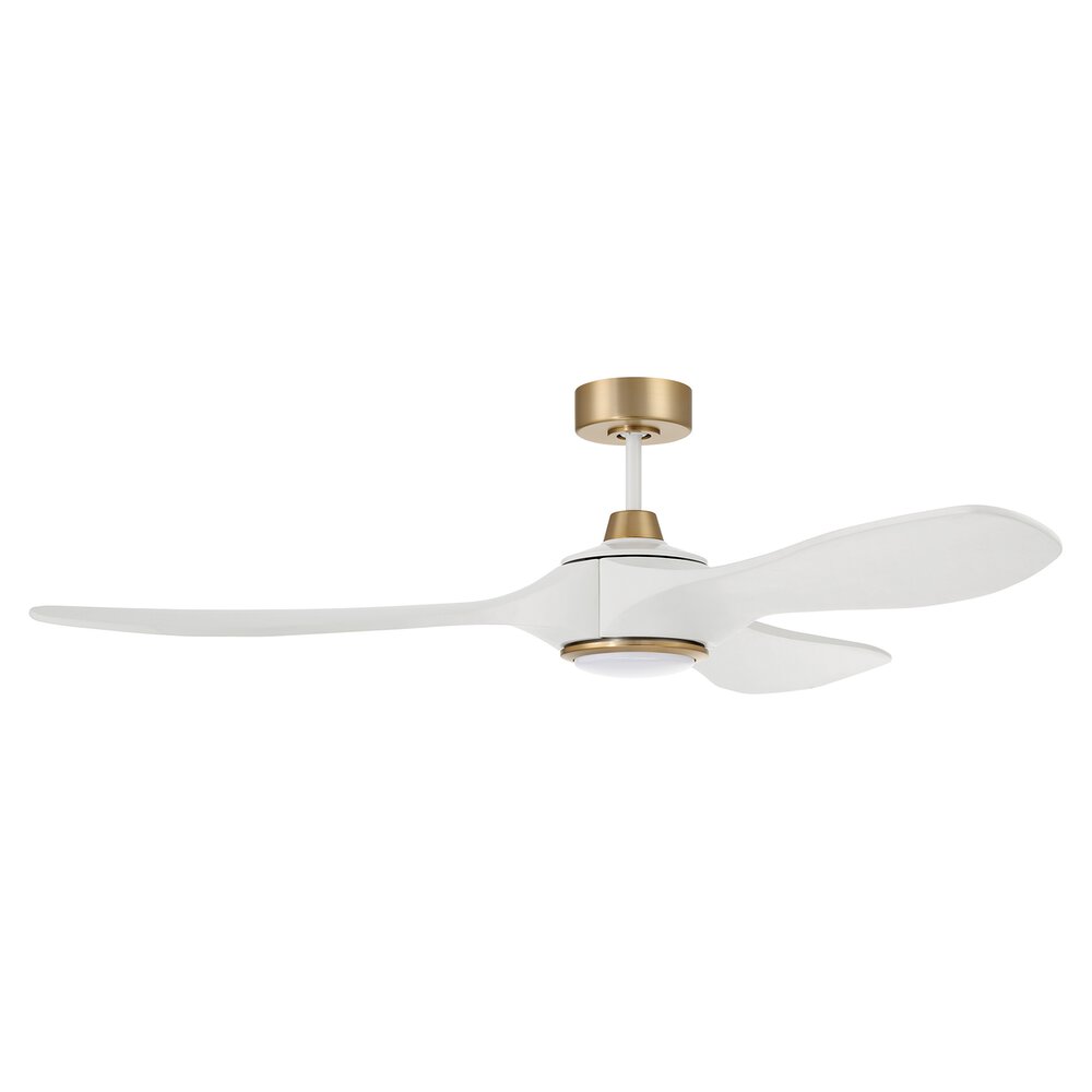 60" Ceiling Fan With Blades Included In White/Satin Brass And Frost White Acrylic Fixture