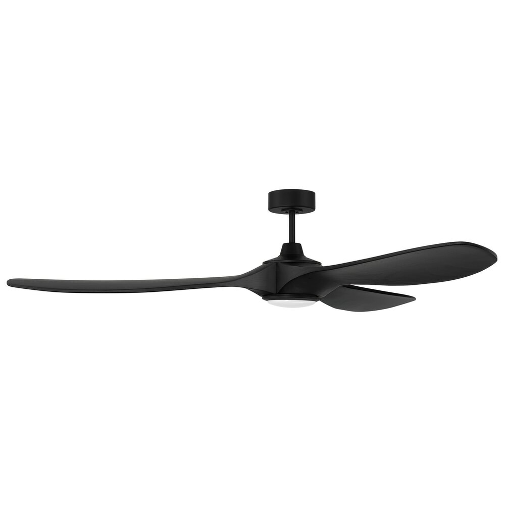 72" Ceiling Fan With Blades And Light Kit In Flat Black And Frost White Acrylic Fixture
