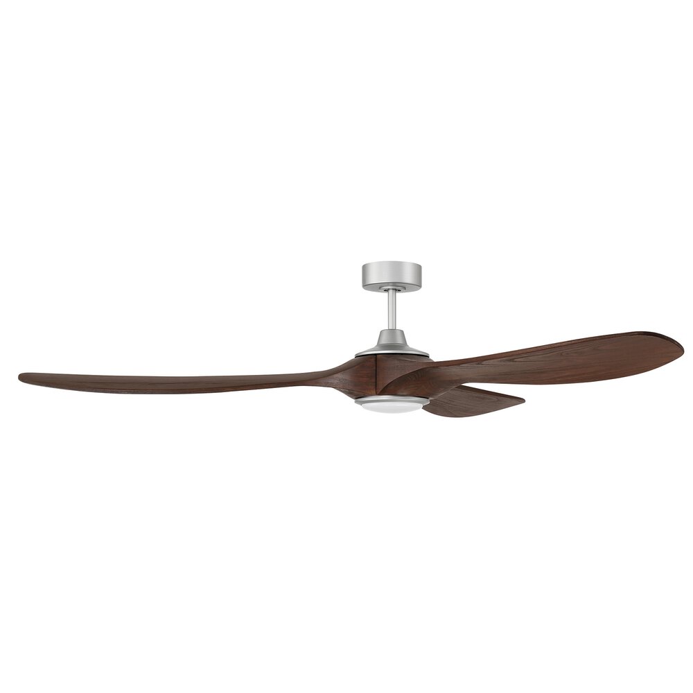 72" Ceiling Fan With Blades And Light Kit In Painted Nickel And Frost White Acrylic Fixture