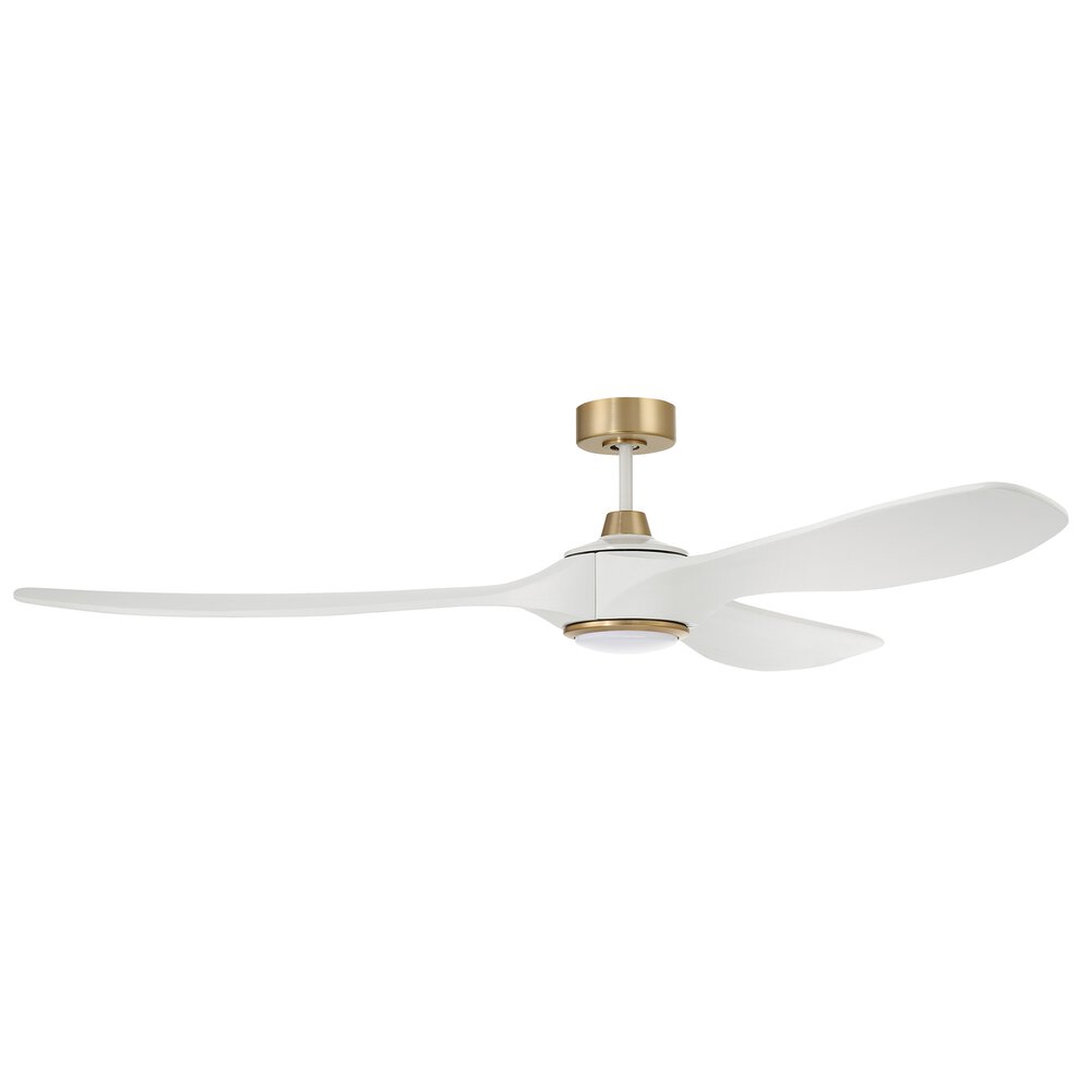 72" Ceiling Fan With Blades Included In White/Satin Brass And Frost White Acrylic Fixture