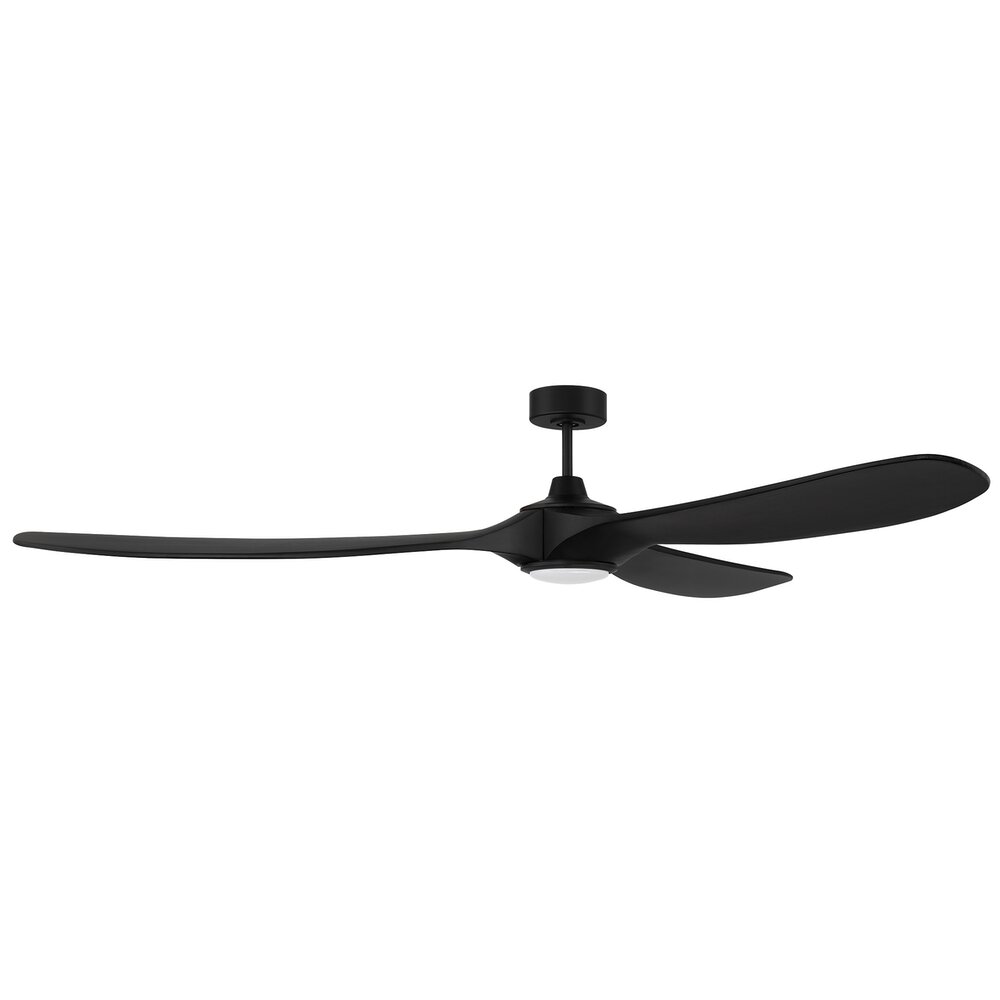 84" Ceiling Fan With Blades And Light Kit In Flat Black And Frost White Acrylic Fixture