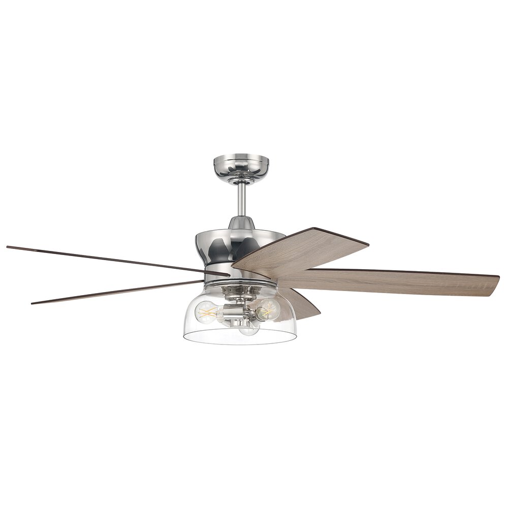 52" Wifi Ceiling Fan With Light Kit And Remote Included In Polished Nickel And Clear Glass