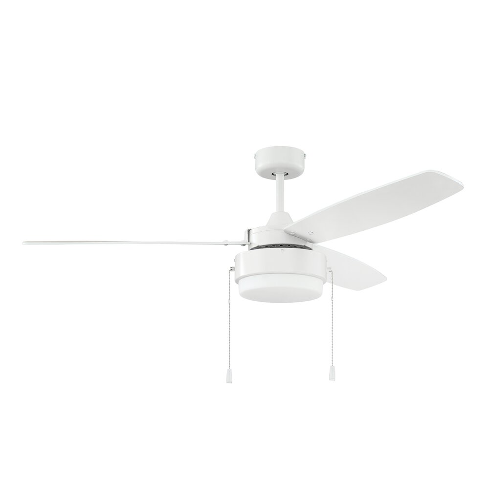 52" Fan In White And Frost White Glass
