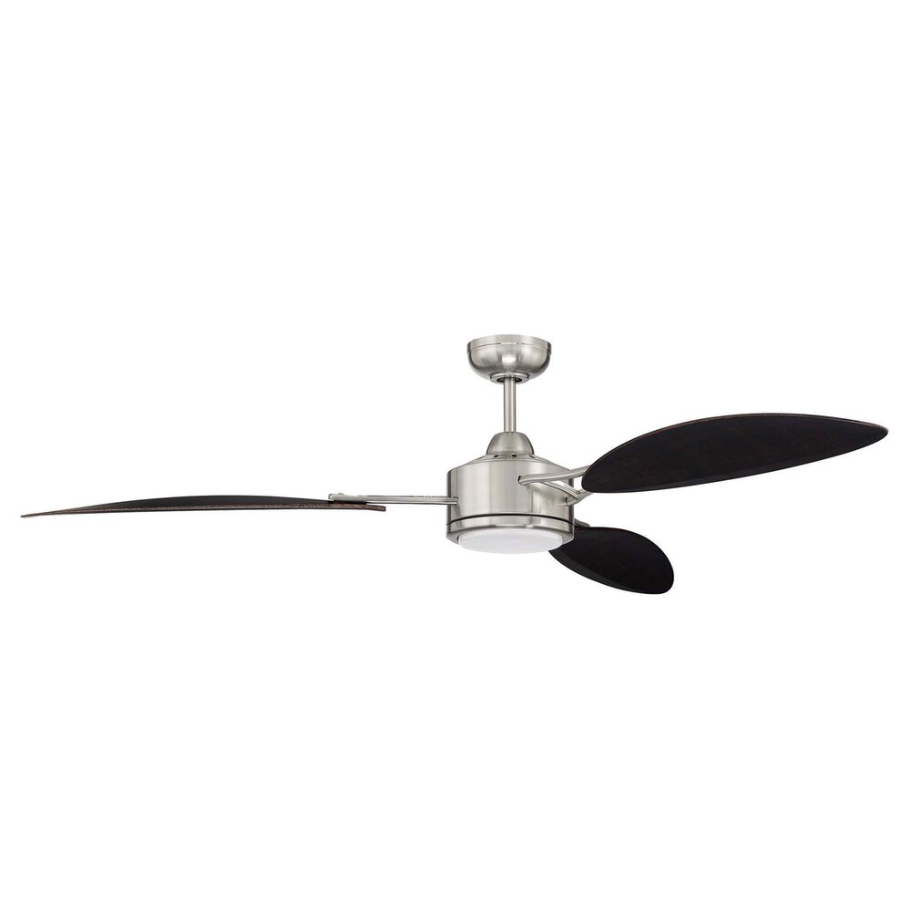 64" Fan In Brushed Polished Nickel And Frost White Acrylic Fixture