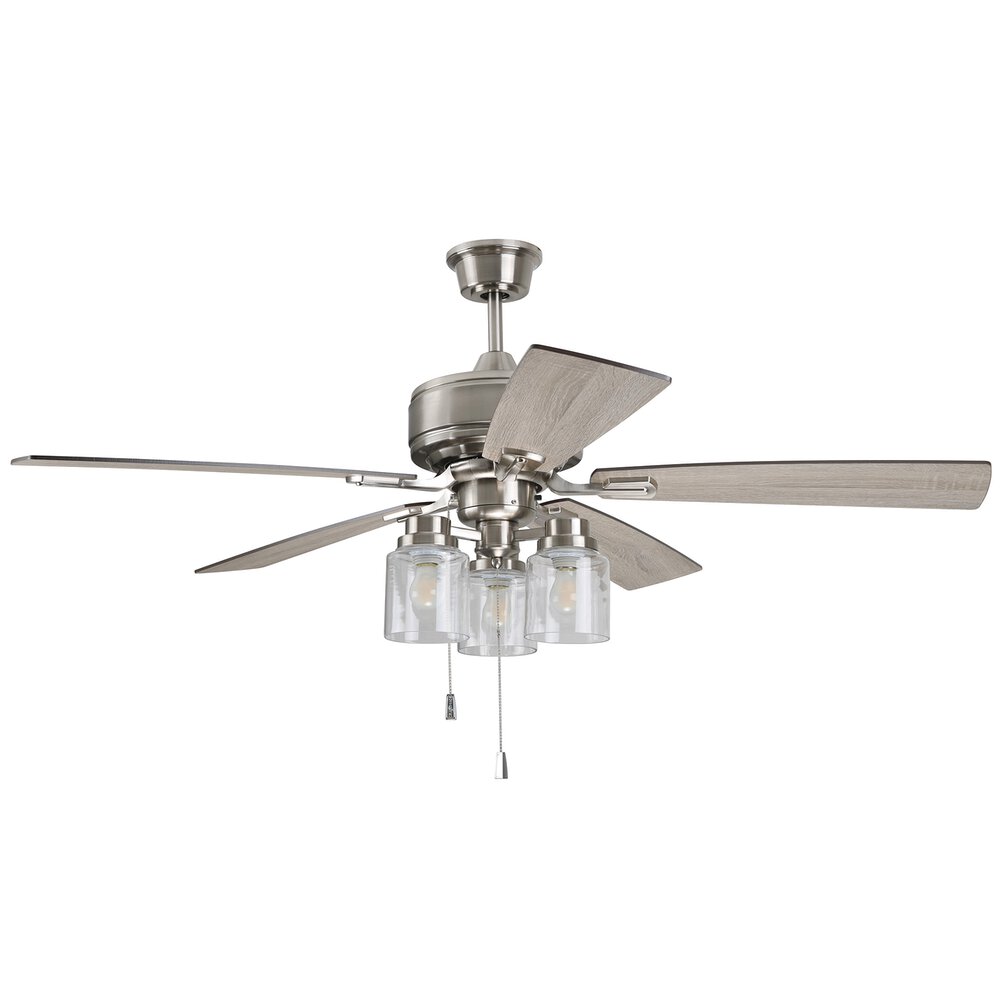 52" Ceiling Fan With Blades And Light Kit In Brushed Polished Nickel