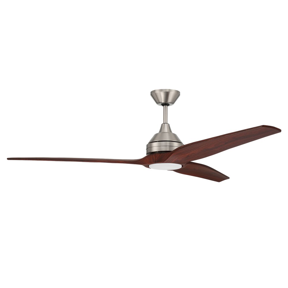 60"Ceiling Fan With Blades Included In Brushed Polished Nickel And Cream White Acrylic Fixture