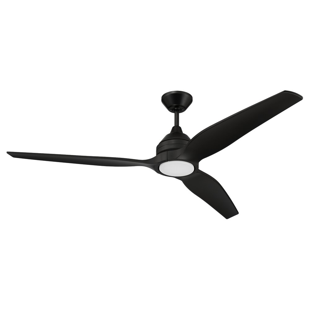 60"Ceiling Fan With Blades Included In Flat Black And Cream White Acrylic Fixture