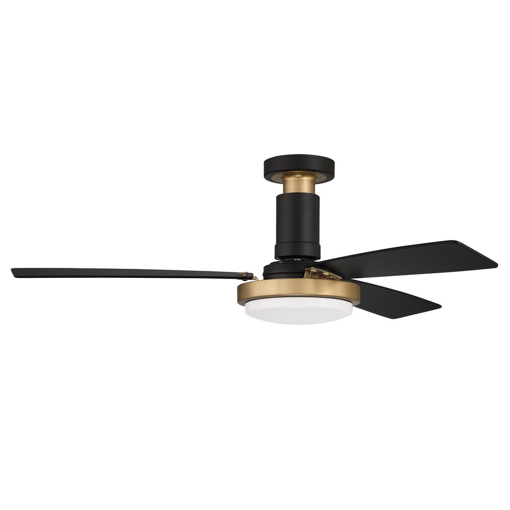 52" Fan In Flat Black/Satin Brass And Frost White Acrylic Fixture