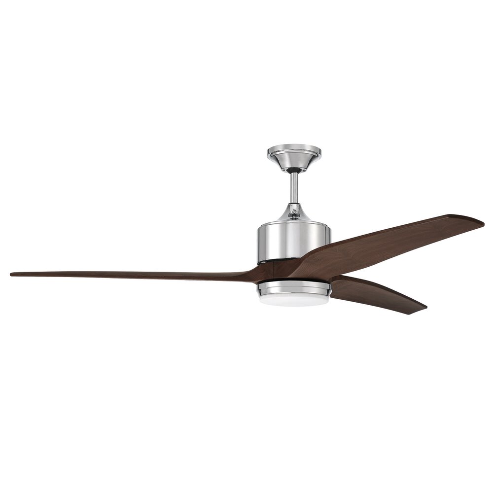 60" Ceiling Fan With Blades Included In Chrome And Frost White Glass
