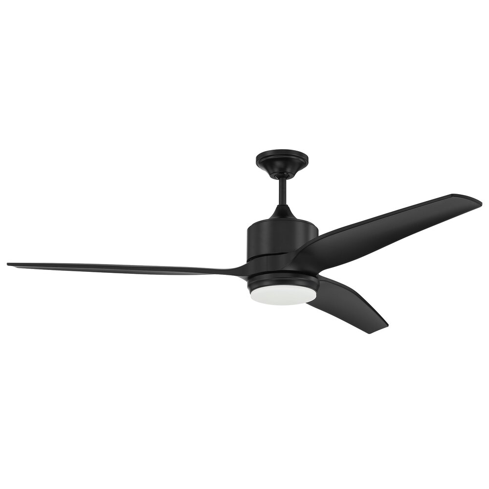 60" Ceiling Fan With Blades Included In Flat Black And Frost White Glass