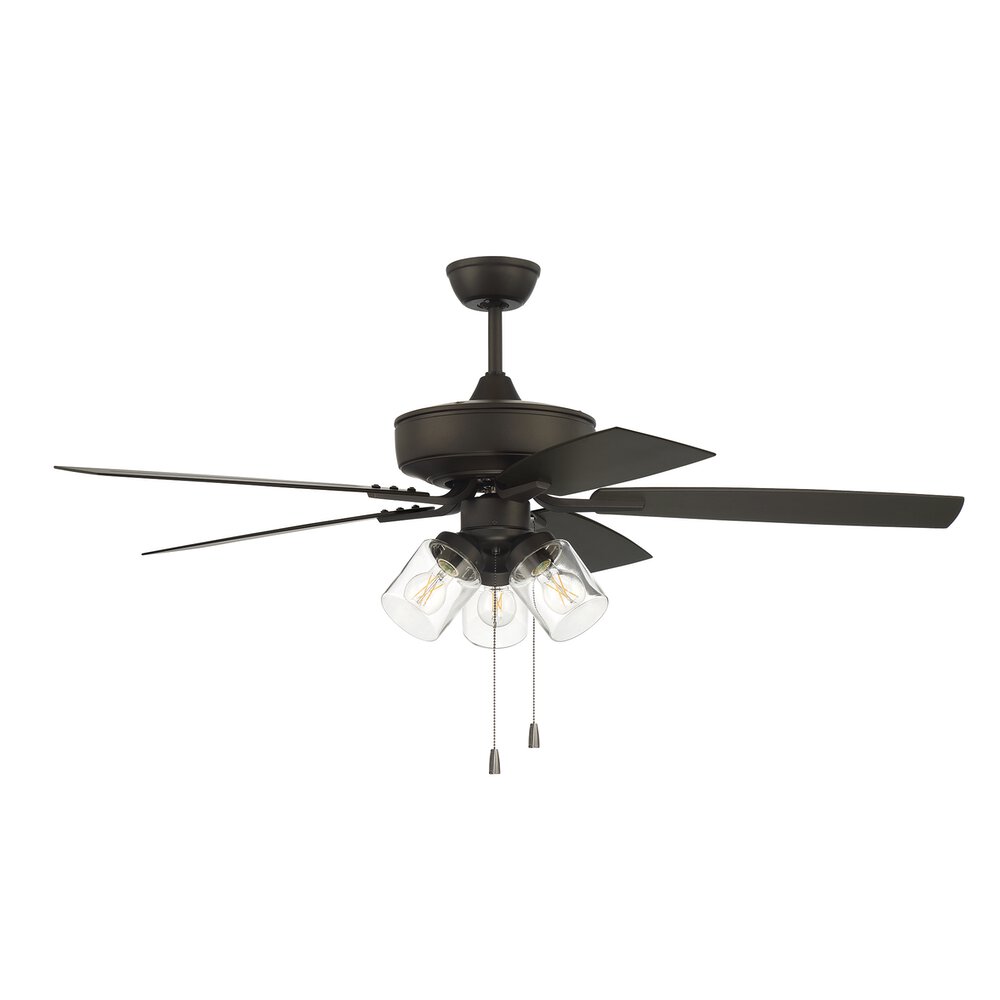 52" Outdoor Pro Plus Fan With 3 Light Kit In Espresso And Clear Glass