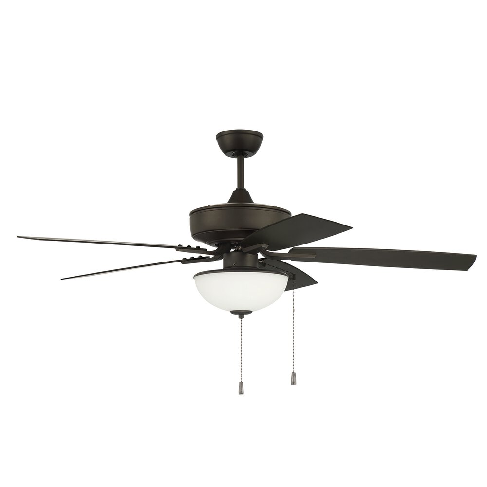 52" Outdoor Pro Plus Fan With Light Kit And Blades In Espresso And Frost White Glass