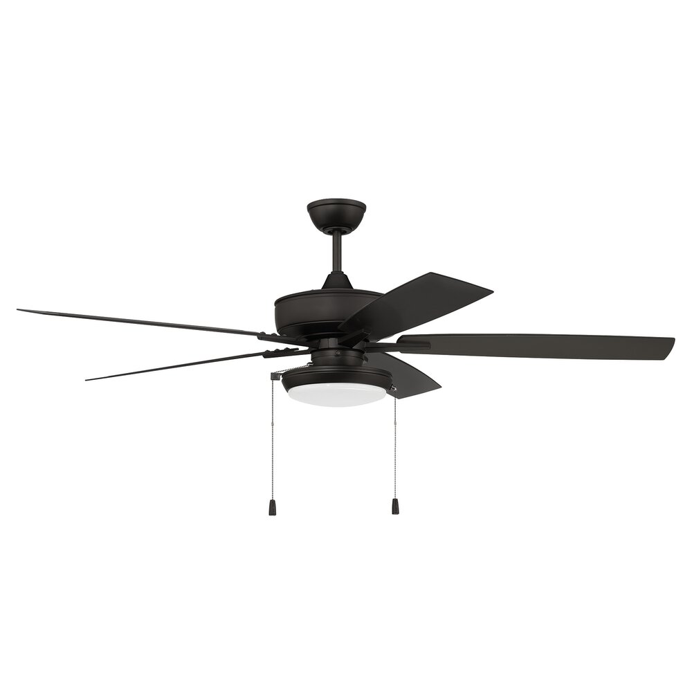 60" Outdoor Super Pro Fan With Disc Light Kit And Blades In Flat Black And Frost White Glass
