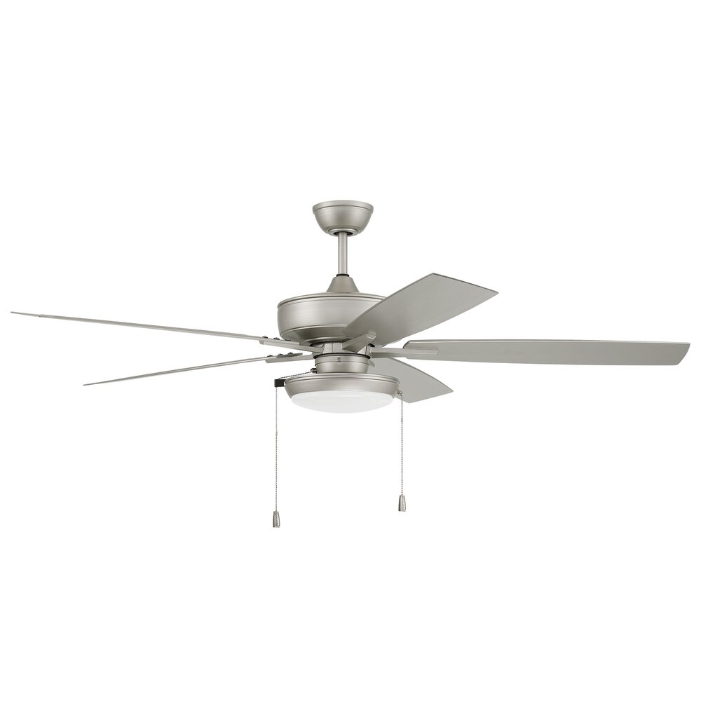 60" Outdoor Super Pro Fan With Disc Light Kit And Blades In Painted Nickel And Frost White Glass