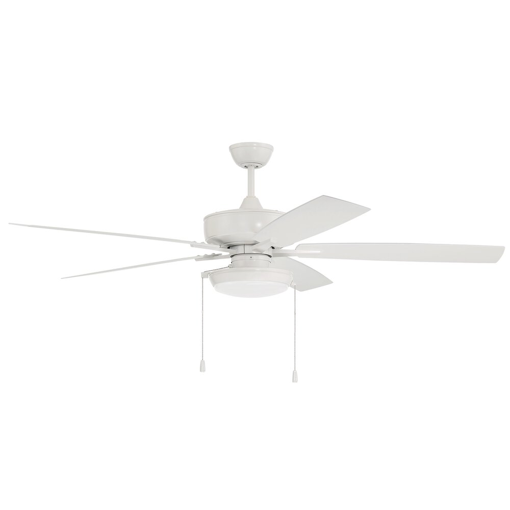60" Outdoor Super Pro Fan With Disc Light Kit And Blades In White And Frost White Glass
