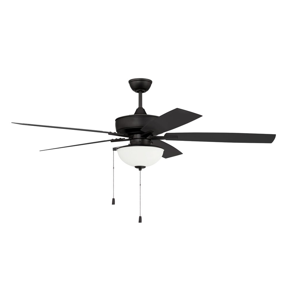 60" Outdoor Super Pro Fan With Bowl Light Kit And Blades In Flat Black And Frost White Glass