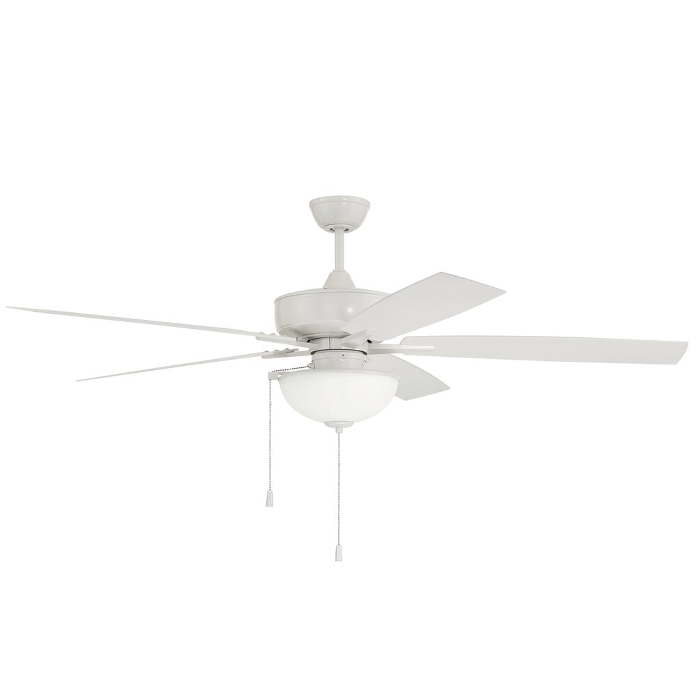 60" Outdoor Super Pro Fan With Bowl Light Kit And Blades In White And Frost White Glass