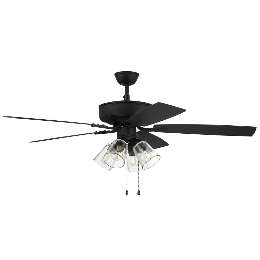 52" Pro Plus Fan With 4 Light Kit With Clear Glass And Blades In Espresso