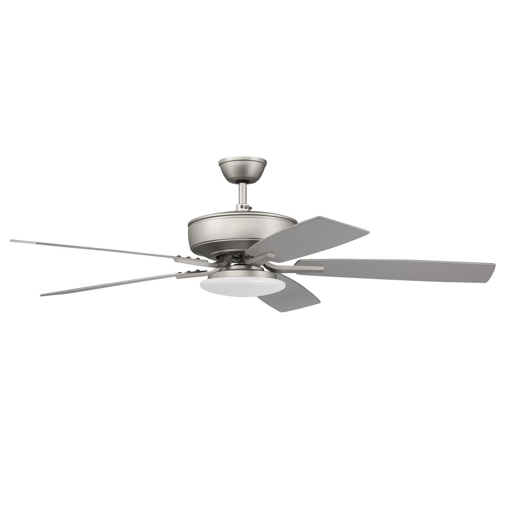 52" Pro Plus Fan With Low Profile Light Kit And Blades In Brushed Satin Nickel And Frost White Acrylic Fixture